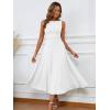 imageKaximil Womens Boat Neck Sleeveless A Line Maxi Dress Ruffle Flowy Casual Long DressesWhite