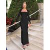 imageKaximil Womens Sexy Long Sleeve Wedding Guest Maxi Dress Slip Square Neck Bodycon Cocktail Long DressesBlack