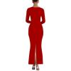 imageKaximil Womens Sexy Long Sleeve Wedding Guest Maxi Dress Slip Square Neck Bodycon Cocktail Long DressesRed