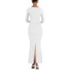 imageKaximil Womens Sexy Long Sleeve Wedding Guest Maxi Dress Slip Square Neck Bodycon Cocktail Long DressesWhite