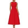 imageKaximil Womens Boat Neck Sleeveless A Line Maxi Dress Ruffle Flowy Casual Long DressesRed