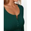 imageTrendy Queen Long Sleeve Shirts for Women Henley Ribbed Fall Tops Dressy Business Casual Teen Girl Winter Cute Basic TeesGreen