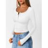 imageTrendy Queen Long Sleeve Shirts for Women Henley Ribbed Fall Tops Dressy Business Casual Teen Girl Winter Cute Basic TeesWhite