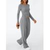 imageTrendy Queen Womens 2 Piece Matching Lounge Set Long Sleeve Slightly Crop Top Wide Leg Pants Casual SweatsuitDark Heather Grey