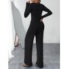 imageTrendy Queen Womens 2 Piece Matching Lounge Sets Fall Fashion Outfits Henley Neck Sweater Top Wide Leg Pants Sweat SuitsBlack