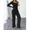 imageTrendy Queen Womens 2 Piece Matching Lounge Sets Fall Fashion Outfits Henley Neck Sweater Top Wide Leg Pants Sweat SuitsBlack