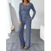 imageTrendy Queen Womens 2 Piece Matching Lounge Sets Fall Fashion Outfits Henley Neck Sweater Top Wide Leg Pants Sweat SuitsNavy Blue