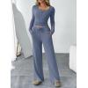 imageTrendy Queen Womens 2 Piece Matching Lounge Sets Fall Fashion Outfits Henley Neck Sweater Top Wide Leg Pants Sweat SuitsNavy Blue