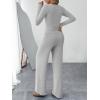 imageTrendy Queen Womens 2 Piece Matching Lounge Sets Fall Fashion Outfits Henley Neck Sweater Top Wide Leg Pants Sweat SuitsOatmeal Grey