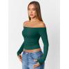 imageTrendy Queen Womens Long Sleeve Off The Shoulder Tops Going Out Cute Basic Y2K Fall Fashion 2025 Outfits ClothesGreen