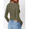 imageTrendy Queen Womens Long Sleeve Shirts 2025 Henley Casual Fall Outfits Fitted Cotton Tops Ribbed Fashion Basic TeesArmygreen