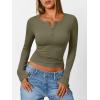 imageTrendy Queen Womens Long Sleeve Shirts 2025 Henley Casual Fall Outfits Fitted Cotton Tops Ribbed Fashion Basic TeesArmygreen