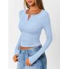 imageTrendy Queen Womens Long Sleeve Shirts 2025 Henley Casual Fall Outfits Fitted Cotton Tops Ribbed Fashion Basic TeesBlue