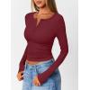 imageTrendy Queen Womens Long Sleeve Shirts 2025 Henley Casual Fall Outfits Fitted Cotton Tops Ribbed Fashion Basic TeesWinered