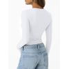 imageTrendy Queen Womens Long Sleeve Shirts Crop Tops Basic Workout Tees Going Out for Teen GirlsWhite