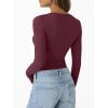 imageTrendy Queen Womens Long Sleeve Shirts Crop Tops Basic Workout Tees Going Out for Teen GirlsWine