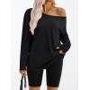 imageTrendy Queen Womens Off The Shoulder Tops Oversized Tshirts Long Sleeve 2025 Casual Basic TeesBlack