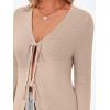 imageTrendy Queen Womens Tie Front Tops Fall Cardigan Sweaters 2025 Fashion Crochet Crop Vacation Clothes Cute Y2K Casual OutfitsApricot