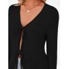 imageTrendy Queen Womens Tie Front Tops Fall Cardigan Sweaters 2025 Fashion Crochet Crop Vacation Clothes Cute Y2K Casual OutfitsBlack