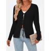 imageTrendy Queen Womens Tie Front Tops Fall Cardigan Sweaters 2025 Fashion Crochet Crop Vacation Clothes Cute Y2K Casual OutfitsBlack