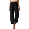 imageTrendy Queen Womens Wide Leg Pants Summer Capri Palazzo Harem Casual Barrel Sweatpants Baggy Slacks with PocketsBlack