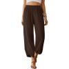imageTrendy Queen Womens Wide Leg Pants Summer Capri Palazzo Harem Casual Barrel Sweatpants Baggy Slacks with PocketsBrown