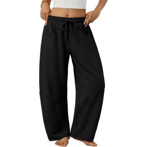 imageTrendy Queen Barrel Sweatpants Womens Wide Leg Pants Baggy Palazzo Lounge Comfy Flowy Pants Teen Girls Fall Clothes OutfitsBlack