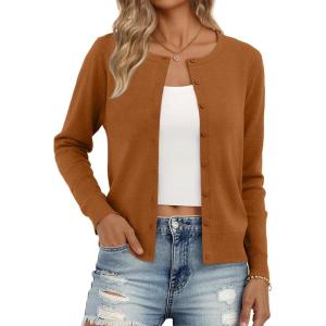 imageTrendy Queen Womens Cardigan Sweaters Lightweight Crew Neck Long Sleeve Outfits Fall Fashion 2025 ClothingFox