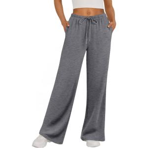 imageTrendy Queen Womens Wide Leg Sweatpants Baggy Drawstring Low Rise Lounge Pants 2025 Fall Joggers with PocketsBlackgrey