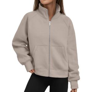 imageTrendy Queen Womens Zip Up Hoodies Oversized Crewneck Sweatshirts Casual Jackets Y2k Clothes Fall Fashion Outfits 2025Coffeegrey