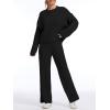 imageAnotherChill Womens Cable Knit Sweater Lounge Set  Long Sleeve Pullover Top with Wide Leg Pants 2 Piece Cozy OutfitBlack