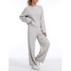 imageAnotherChill Womens Cable Knit Sweater Lounge Set  Long Sleeve Pullover Top with Wide Leg Pants 2 Piece Cozy OutfitGrey