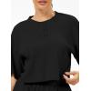 imageAnotherChill Womens Cropped Waffle Knit Lounge Set  Short Sleeve Henley Top and High Waisted Shorts 2 Piece Casual OutfitBlack