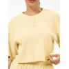 imageAnotherChill Womens Cropped Waffle Knit Lounge Set  Short Sleeve Henley Top and High Waisted Shorts 2 Piece Casual OutfitYellow