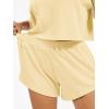 imageAnotherChill Womens Cropped Waffle Knit Lounge Set  Short Sleeve Henley Top and High Waisted Shorts 2 Piece Casual OutfitYellow