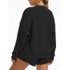 imageAnotherChill Womens Oversized Waffle Knit Lounge Set Long Sleeve Sweatshirt and High Waisted Shorts 2 Piece Casual OutfitBlack
