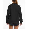 imageAnotherChill Womens Oversized Waffle Knit Lounge Set Long Sleeve Sweatshirt and High Waisted Shorts 2 Piece Casual OutfitBlack