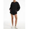 imageAnotherChill Womens Oversized Waffle Knit Lounge Set Long Sleeve Sweatshirt and High Waisted Shorts 2 Piece Casual OutfitBlack