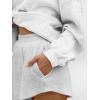 imageAnotherChill Womens Oversized Waffle Knit Lounge Set Long Sleeve Sweatshirt and High Waisted Shorts 2 Piece Casual OutfitLightgrey