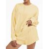 imageAnotherChill Womens Oversized Waffle Knit Lounge Set Long Sleeve Sweatshirt and High Waisted Shorts 2 Piece Casual OutfitYellow