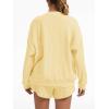 imageAnotherChill Womens Oversized Waffle Knit Lounge Set Long Sleeve Sweatshirt and High Waisted Shorts 2 Piece Casual OutfitYellow