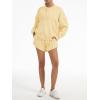 imageAnotherChill Womens Oversized Waffle Knit Lounge Set Long Sleeve Sweatshirt and High Waisted Shorts 2 Piece Casual OutfitYellow