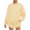 imageAnotherChill Womens Oversized Waffle Knit Lounge Set Long Sleeve Sweatshirt and High Waisted Shorts 2 Piece Casual OutfitYellow