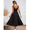 imageKaximil Womens Square Neck Sleeveless A Line Maxi Dress Smocked Ruffle Flowy Casual Long DressesBlack