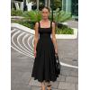 imageKaximil Womens Square Neck Sleeveless A Line Maxi Dress Smocked Ruffle Flowy Casual Long DressesBlack