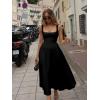 imageKaximil Womens Square Neck Sleeveless A Line Maxi Dress Smocked Ruffle Flowy Casual Long DressesBlack