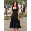 imageKaximil Womens Square Neck Sleeveless A Line Maxi Dress Smocked Ruffle Flowy Casual Long DressesBlack