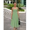 imageKaximil Womens Square Neck Sleeveless A Line Maxi Dress Smocked Ruffle Flowy Casual Long DressesPea Green