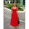 imageKaximil Womens Square Neck Sleeveless A Line Maxi Dress Smocked Ruffle Flowy Casual Long DressesRed