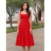 imageKaximil Womens Square Neck Sleeveless A Line Maxi Dress Smocked Ruffle Flowy Casual Long DressesRed